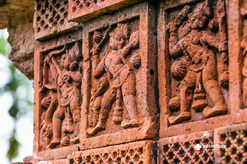Terracotta works at Pancharatna Gobinda Temple, a magnificent Hindu temple at Puthia in Bangladesh.
