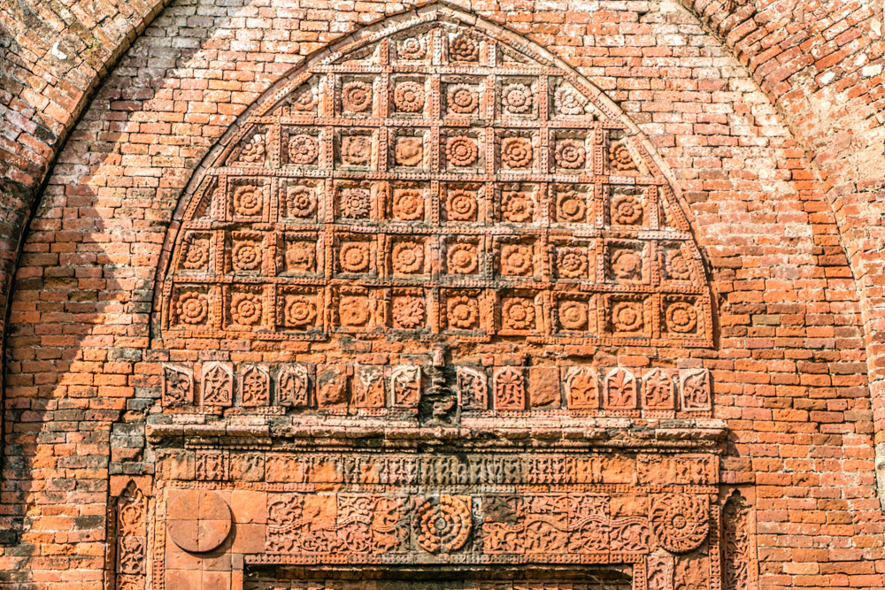 Brick setting design in a mihrab of Darasbari Mosque, a beautiful mosque in ancient Bengal capital Gaur.